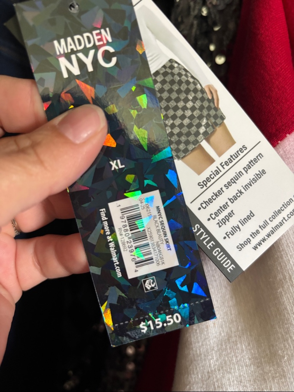 Madden NYC Black & Silver Sequin Checkerboard Mini Skirt - Picture 4 of 4